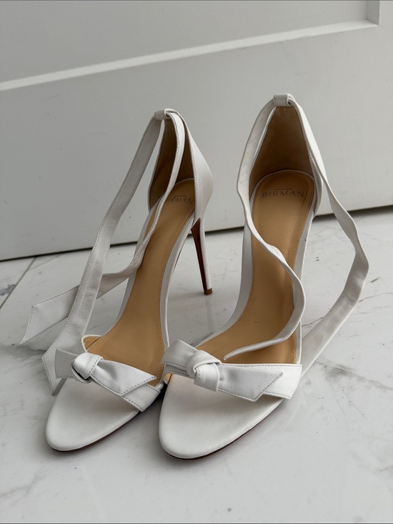 Alexandre Birman White Tie-Ankle Bow Stiletto Sandals